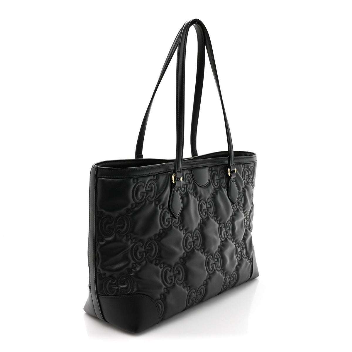 Calfskin GG Matelasse Medium Ophidia Shopping Tote Black