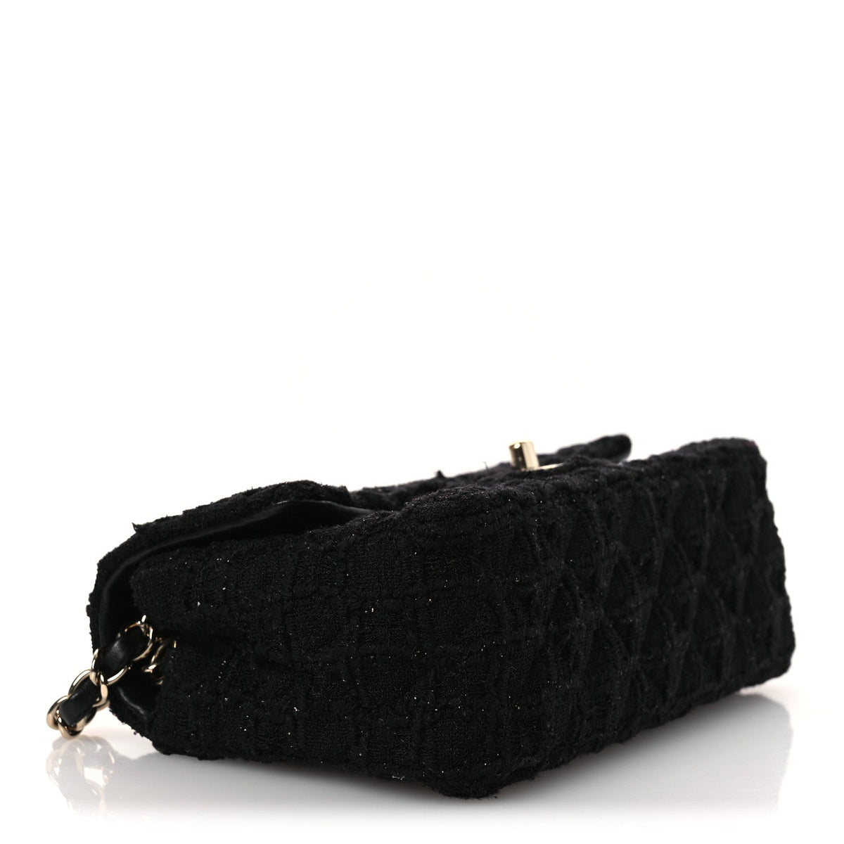 Tweed Quilted Mini Rectangular Flap Black