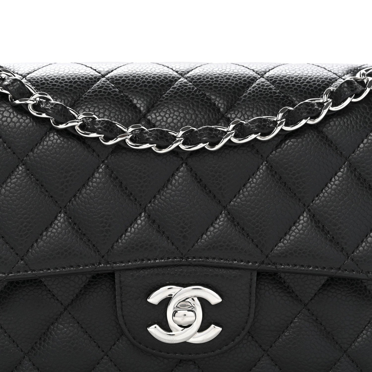 Caviar Quilted Small Double Flap Black
