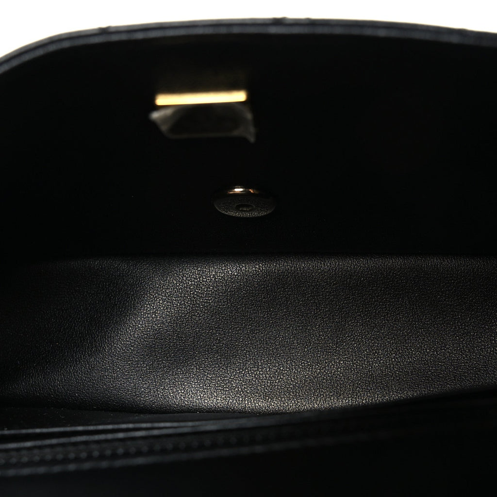 Lambskin Quilted Mini Rectangular Flap Black