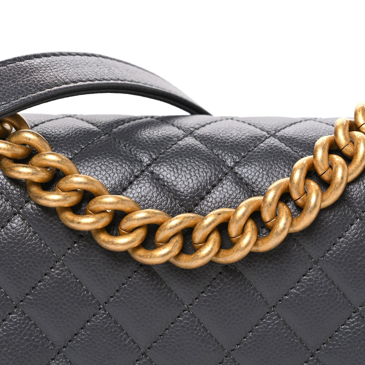 Caviar Quilted Small Boy Flap Dark Grey