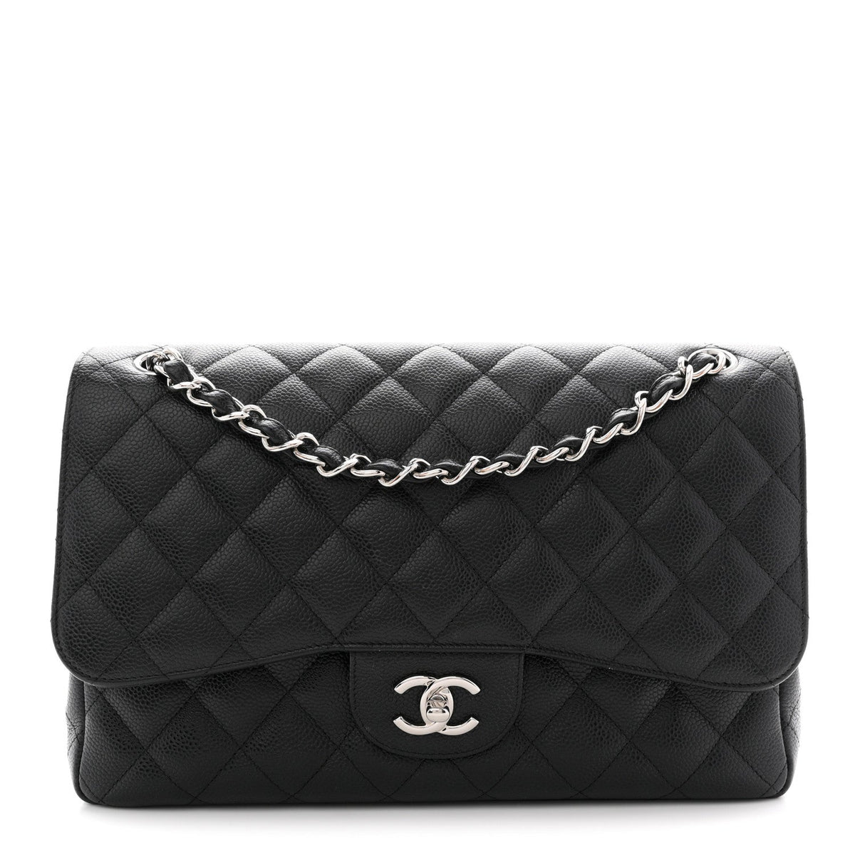 Caviar Quilted Jumbo Double Flap Black