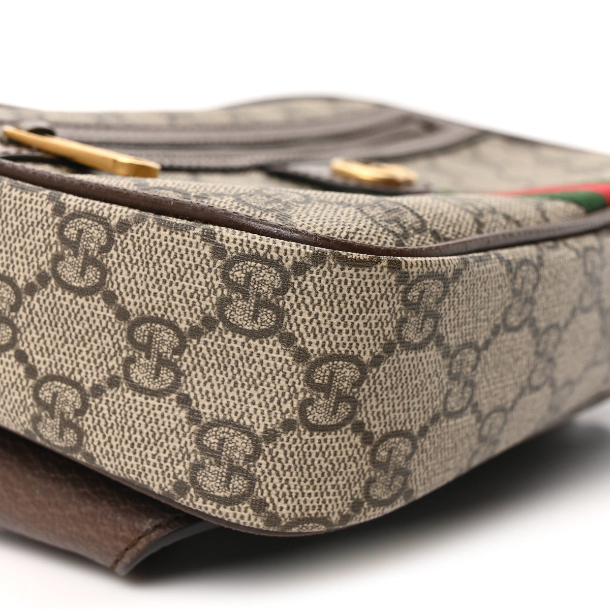 Soft GG Supreme Monogram Medium Ophidia Belt Bag Dark Brown