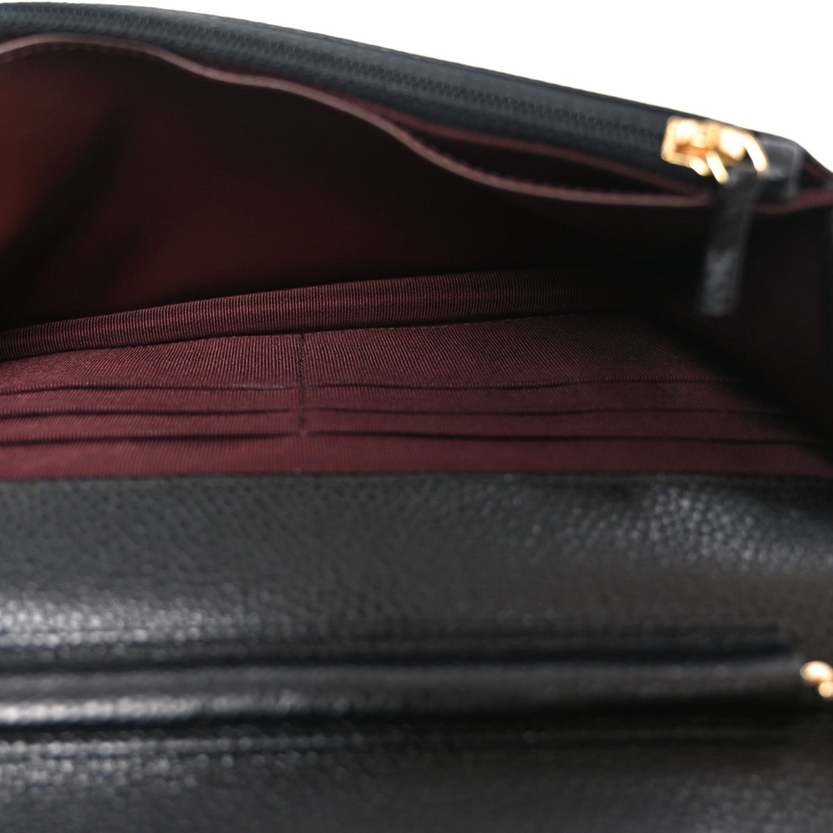 Caviar Quilted Wallet on Chain WOC Black