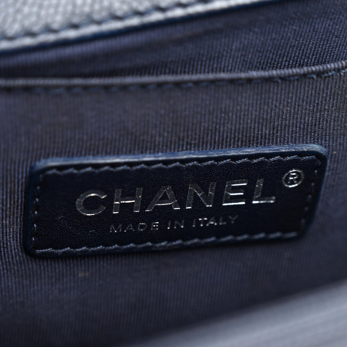 Caviar Chevron Quilted Medium Boy Flap Navy