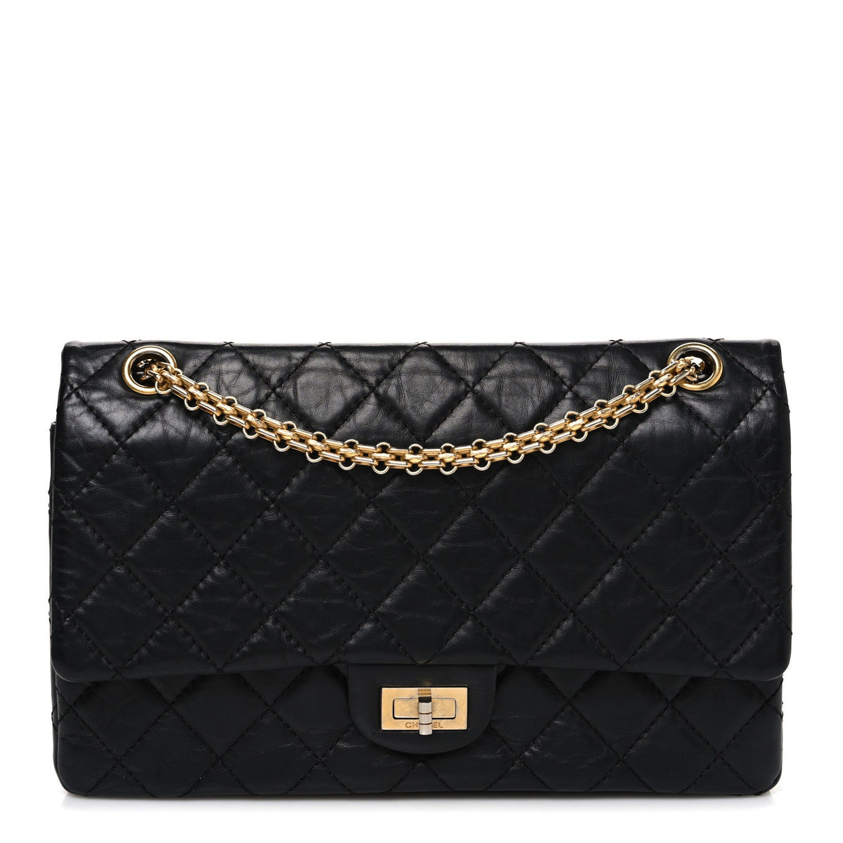 Aged Calfskin Quilted 2.55 Reissue 226 Flap Black