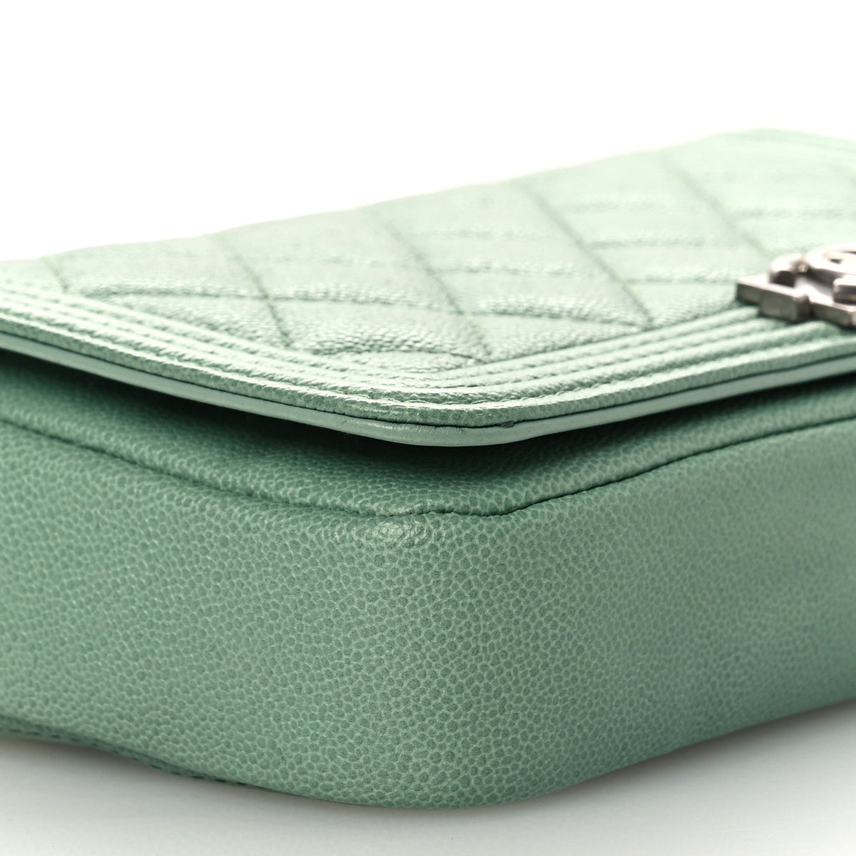 Caviar Quilted Boy Phone Holder Wallet On Chain Green
