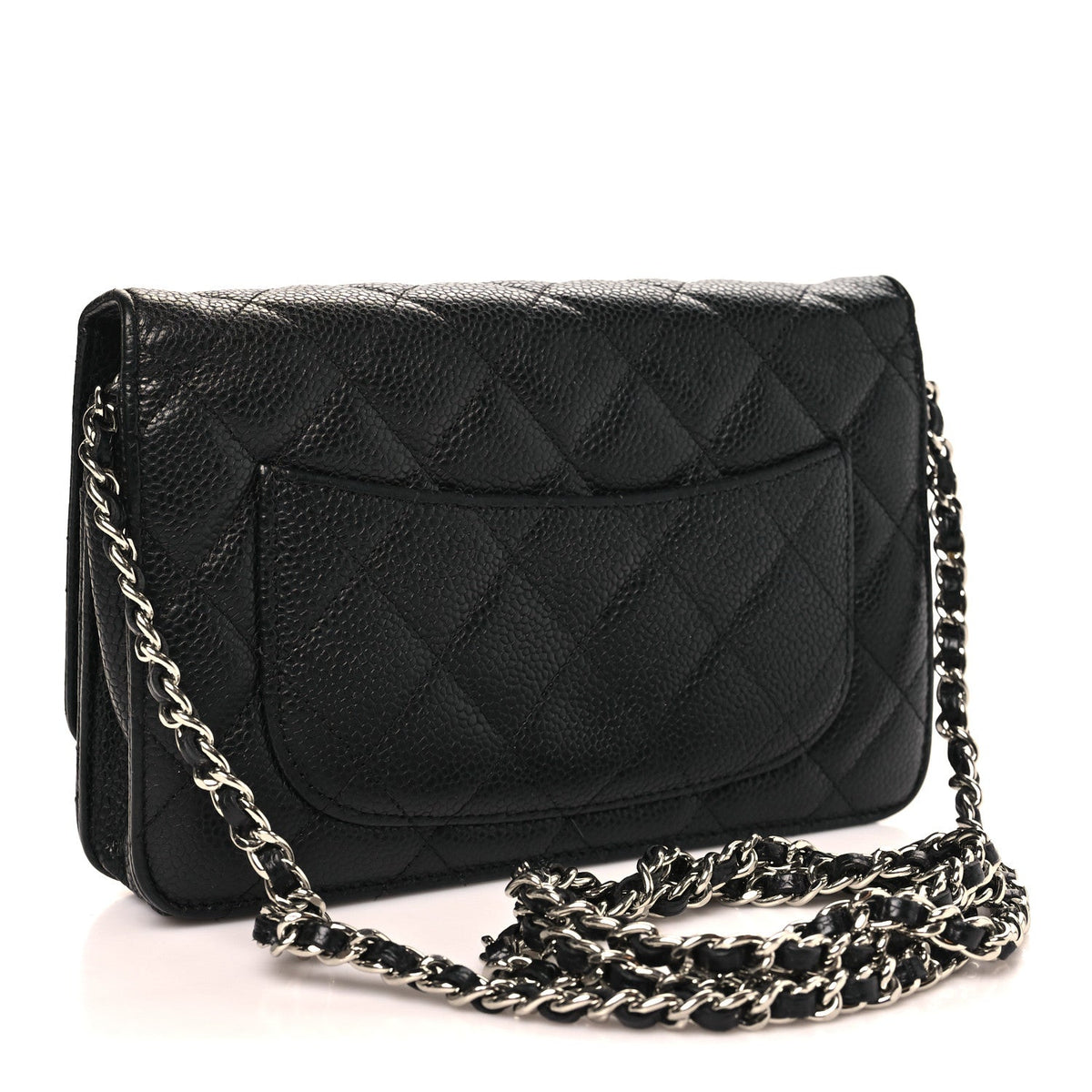 Caviar Quilted Wallet on Chain WOC Black