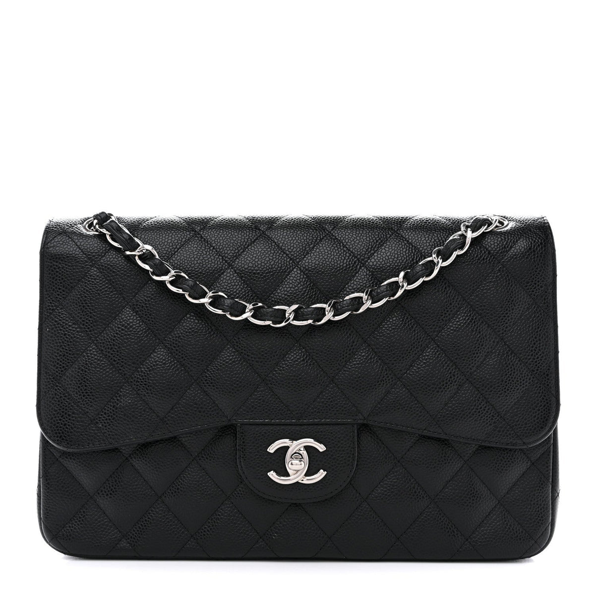 Caviar Quilted Jumbo Double Flap Black