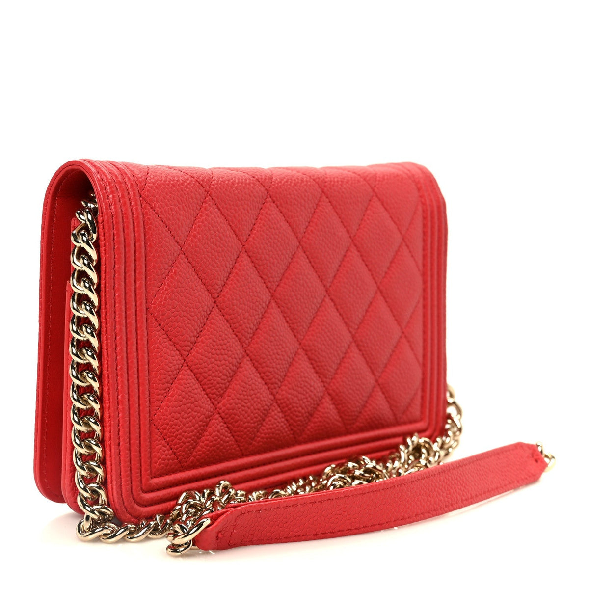 Caviar Quilted Boy Wallet On Chain WOC Red