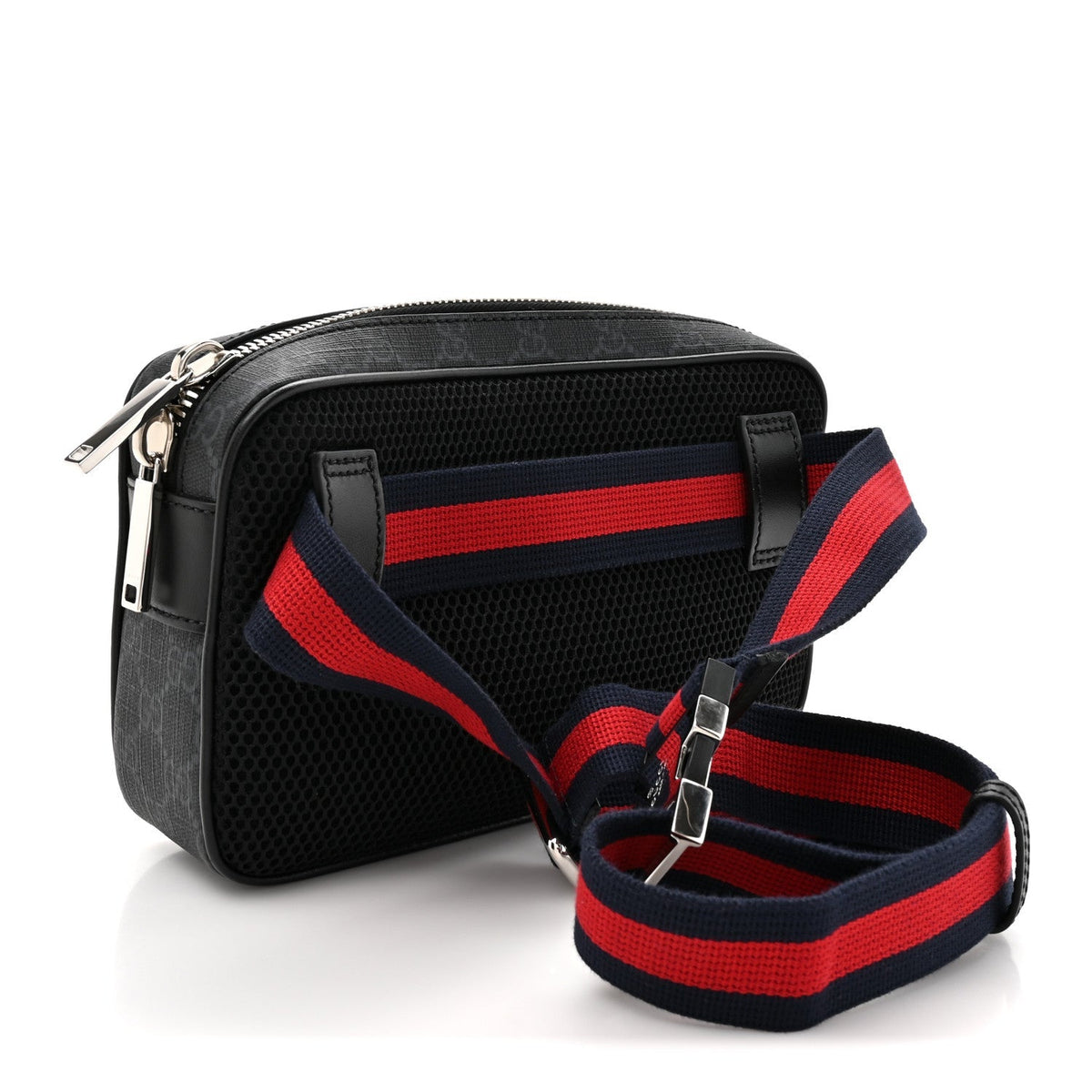 Soft GG Supreme Monogram Web Belt Bag Black Grey