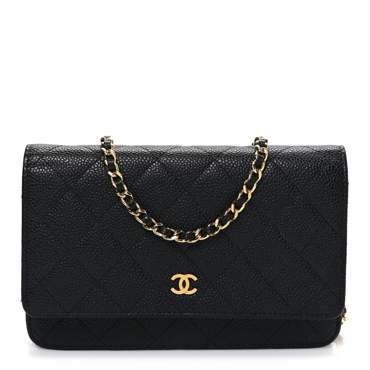 Caviar Quilted Wallet on Chain WOC Black