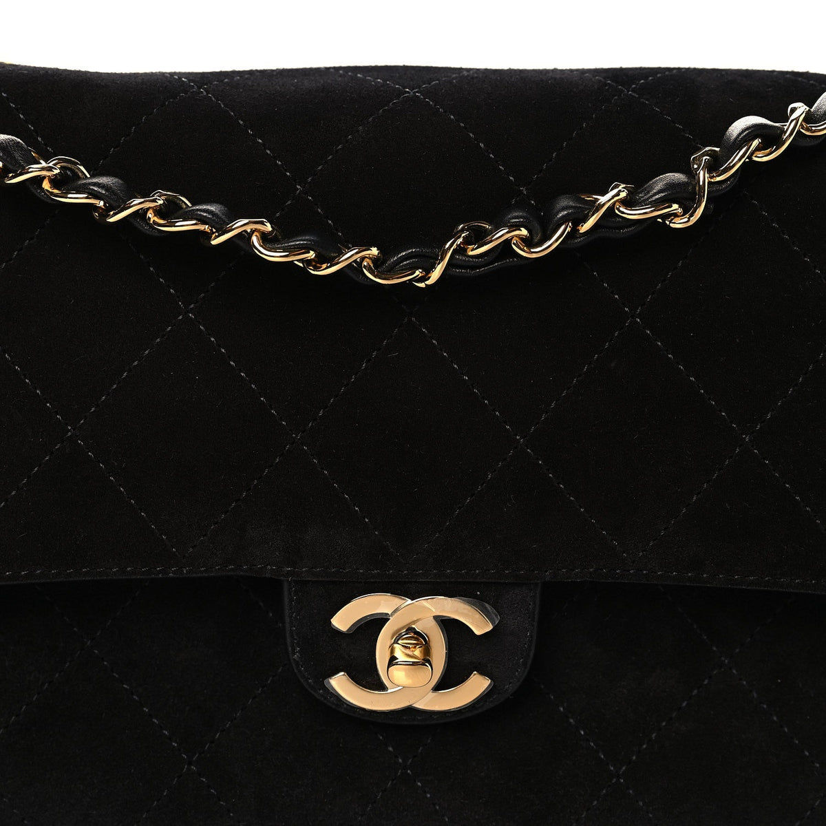 Suede Calfskin Small Souplissimo Maxi Flap Black