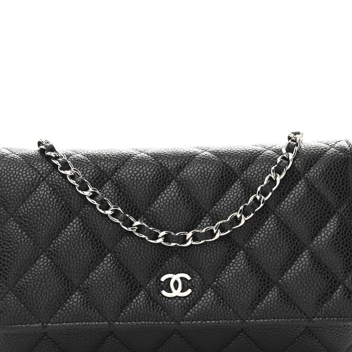 Caviar Quilted Wallet on Chain WOC Black