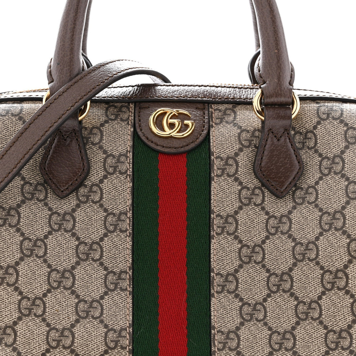 GG Supreme Monogram Web Small Ophidia Top Handle Bag Beige Ebony