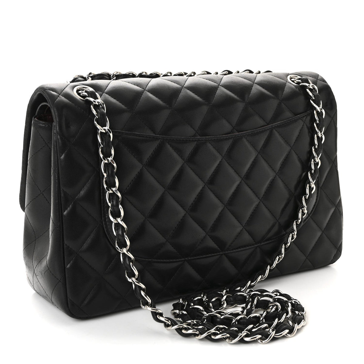Lambskin Quilted Jumbo Double Flap Black