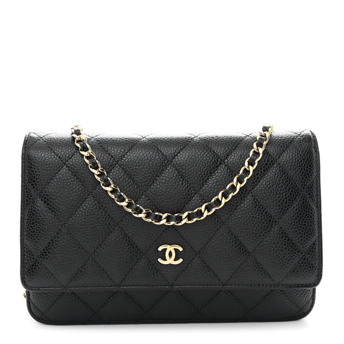 Caviar Quilted Wallet on Chain WOC Black