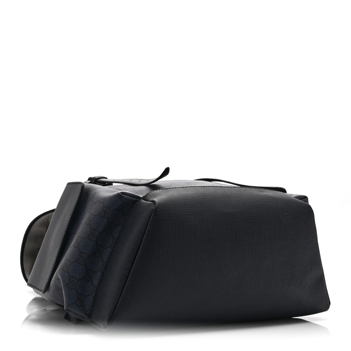 GG Supreme Monogram Textured Dollar Calfskin Medium Ophidia Double Buckle Backpack Blue Dark Blue Black