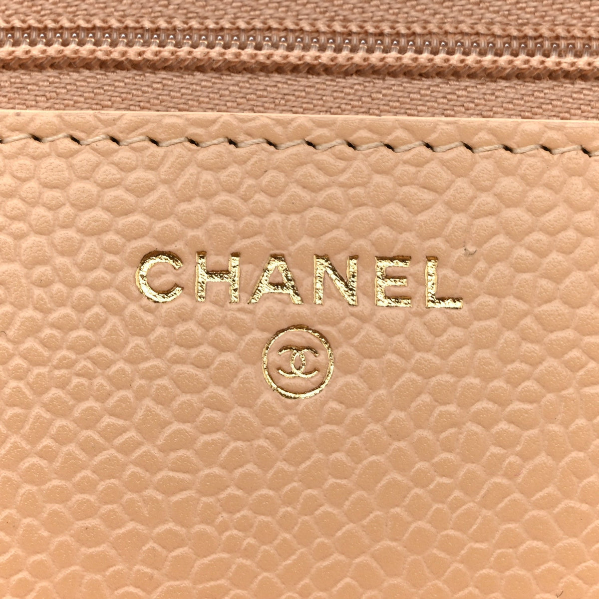 Caviar Quilted Wallet on Chain WOC Beige