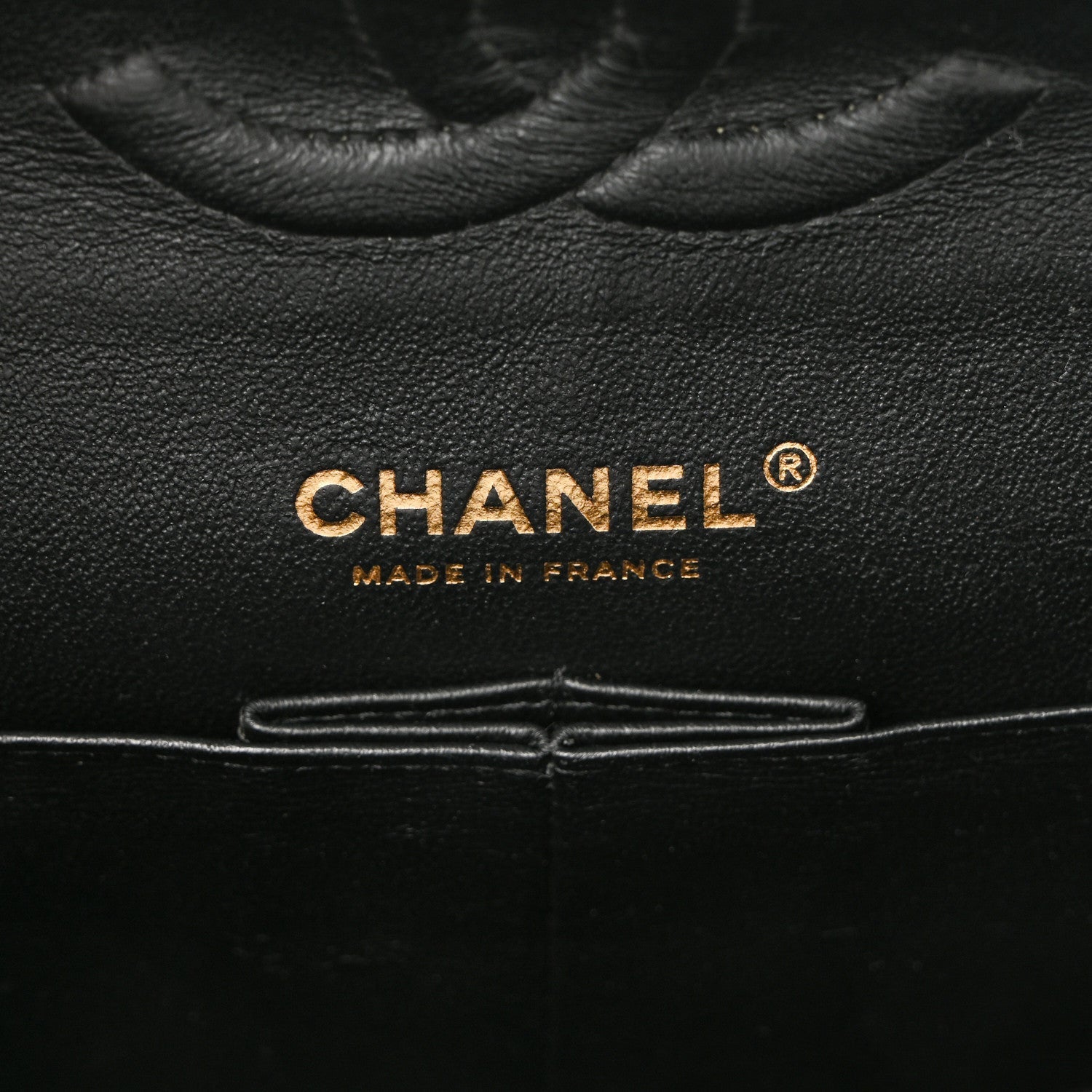 Lambskin Chevron Quilted Medium Double Flap Black