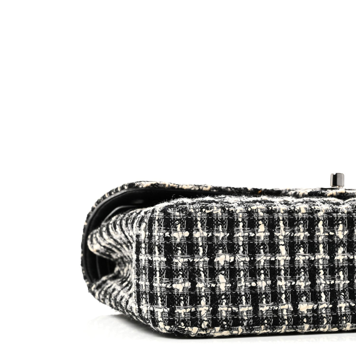 Tweed Quilted Medium Double Flap Black