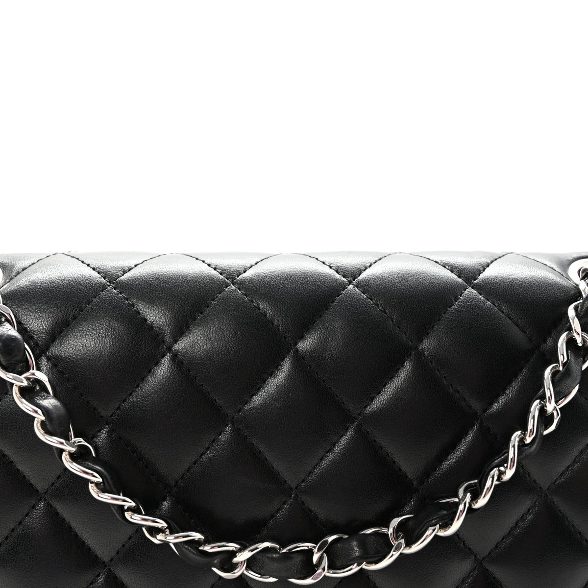 Lambskin Quilted Medium Double Flap Black
