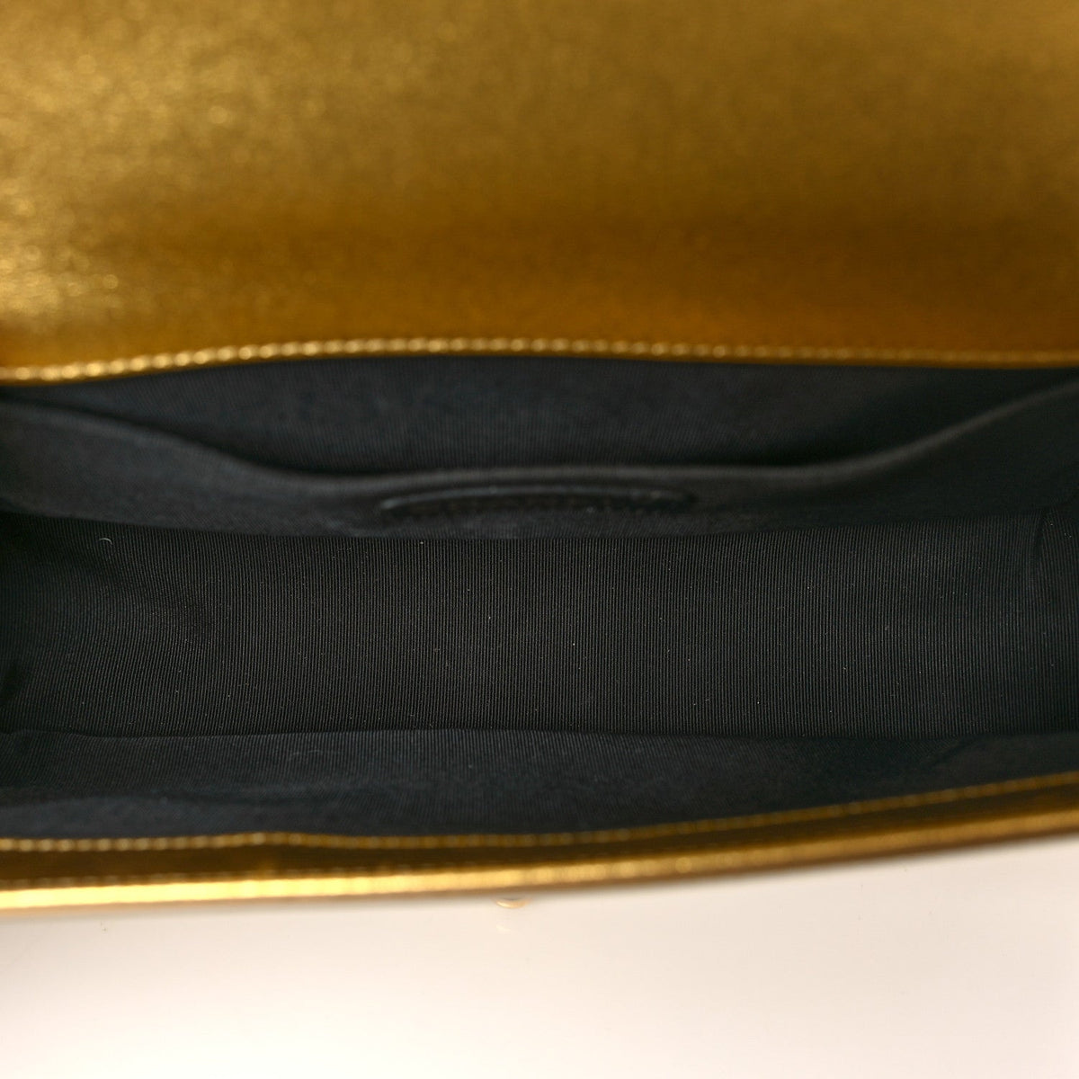 Metallic Patent Calfskin Quilted Medium Boy Flap Gold