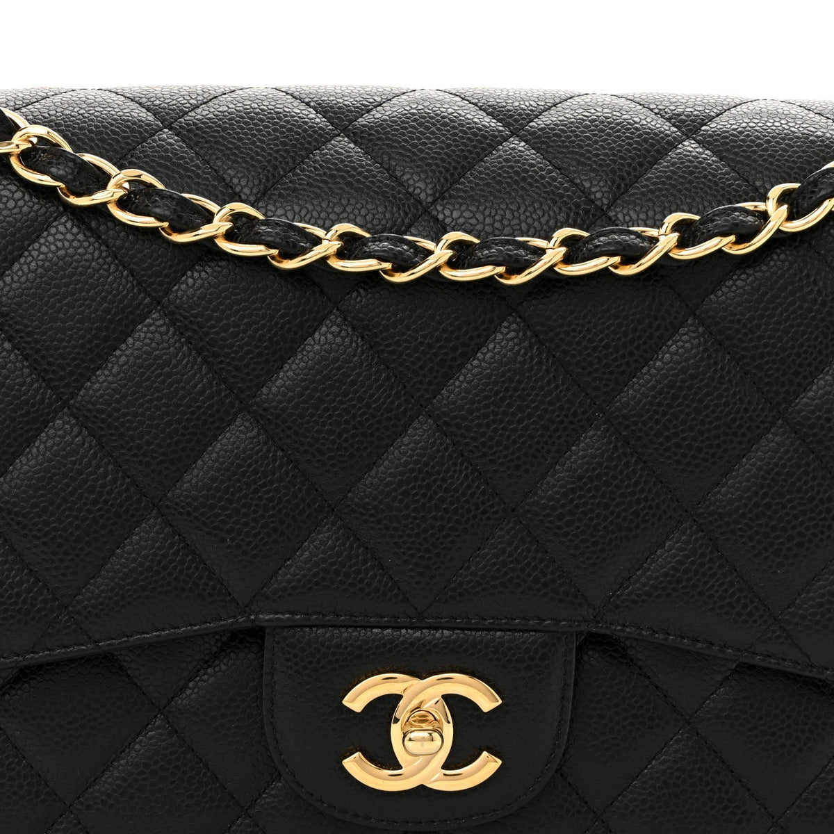 Caviar Quilted Jumbo Double Flap Black