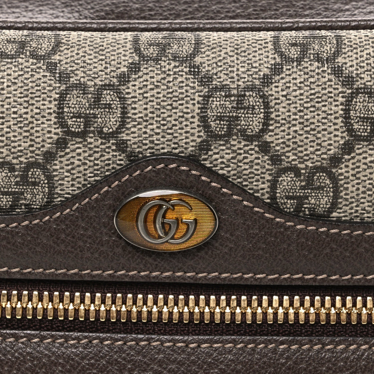 GG Supreme Monogram Web Small Ophidia Shoulder Bag Brown