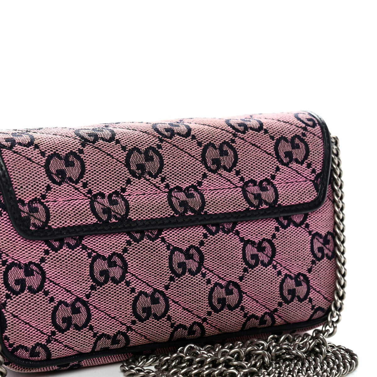 Monogram Multicolor Matelasse Diagonal Super Mini GG Marmont Shoulder Bag Pink Blue