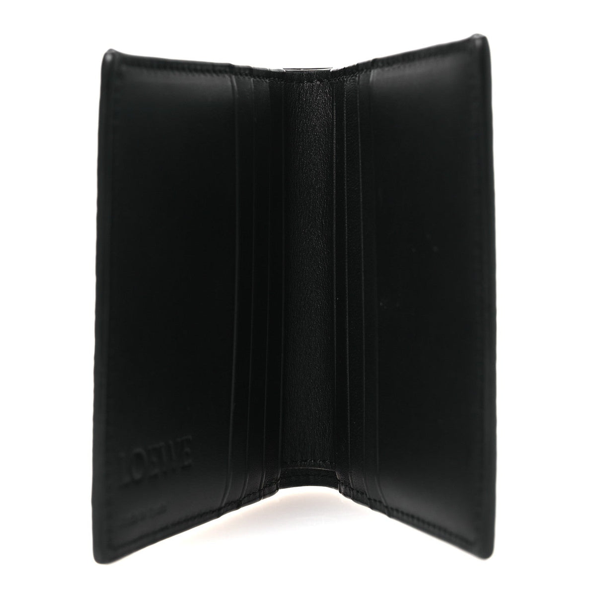 Grained Calfskin Vertical Bi-fold Wallet Black