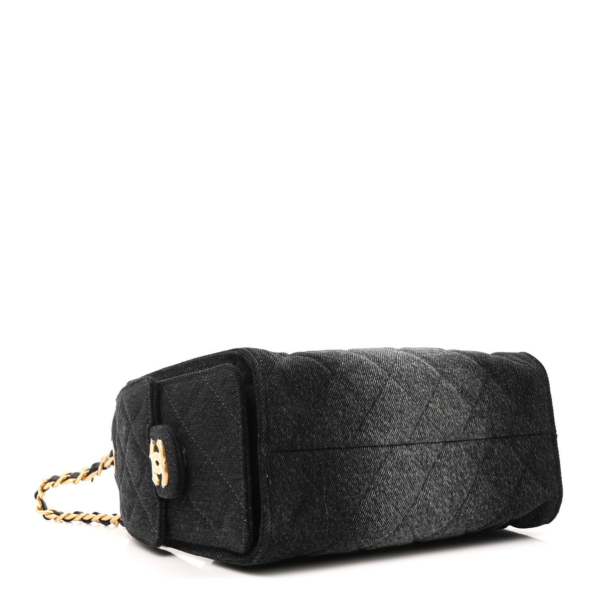 Washed Denim Quilted Mini Chanel 25 Handbag Black