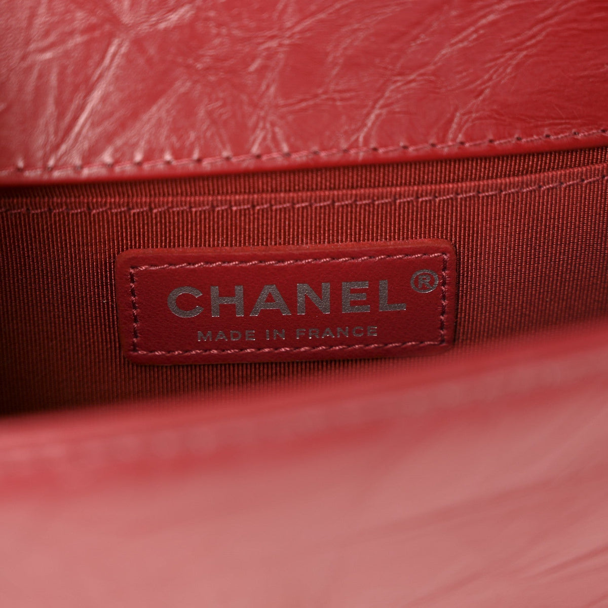 Aged Calfskin Chevron Quilted Small Jacket Boy Flap Red