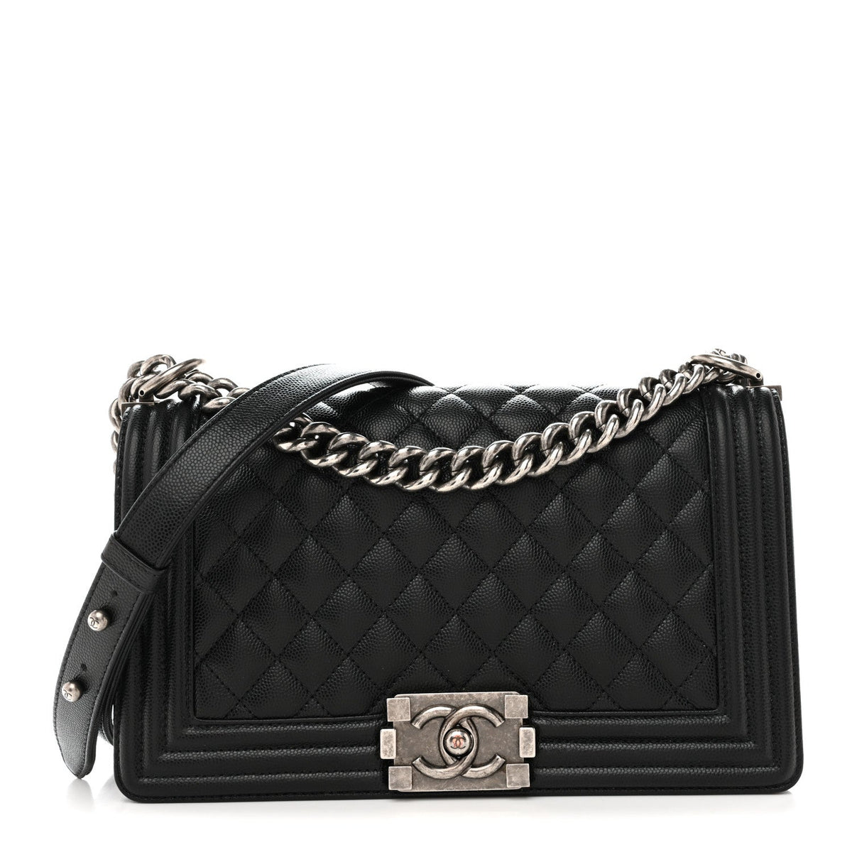Caviar Quilted Medium Boy Flap Black