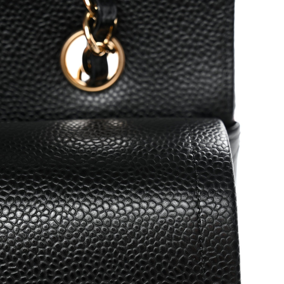 Caviar Quilted Medium Double Flap Black