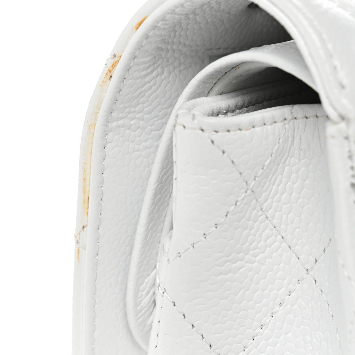 Caviar Quilted Medium Double Flap White