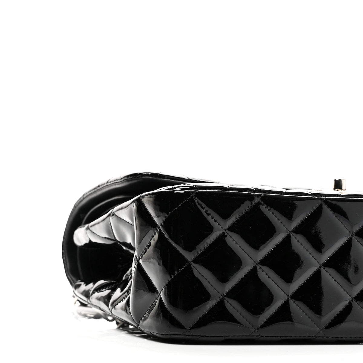 Patent Quilted Jumbo Double Flap Black