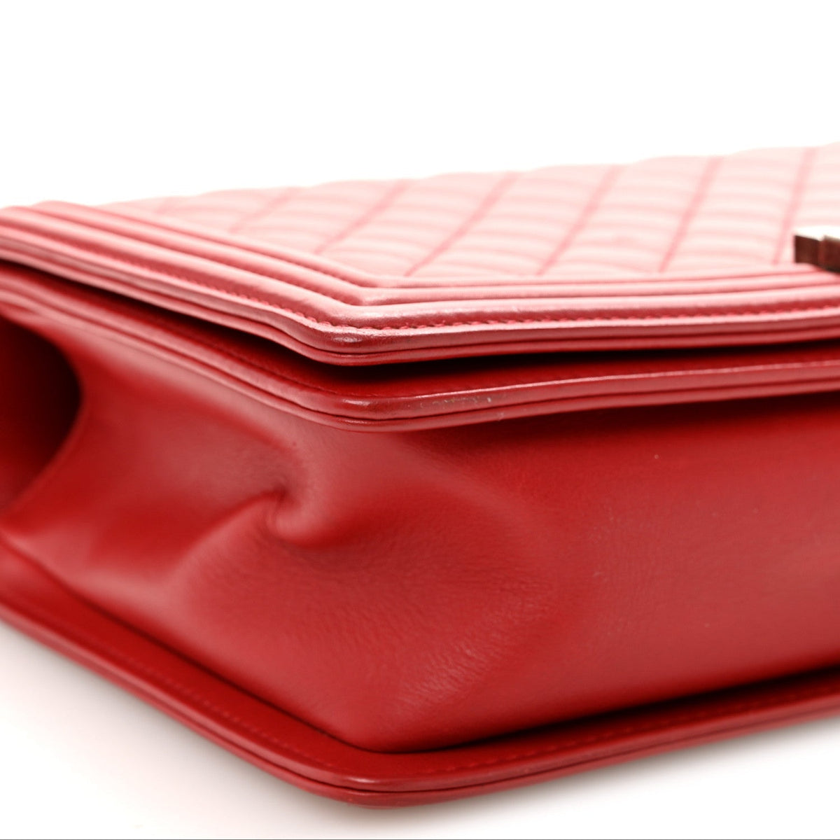 Calfskin Quilted New Medium Boy Flap Red
