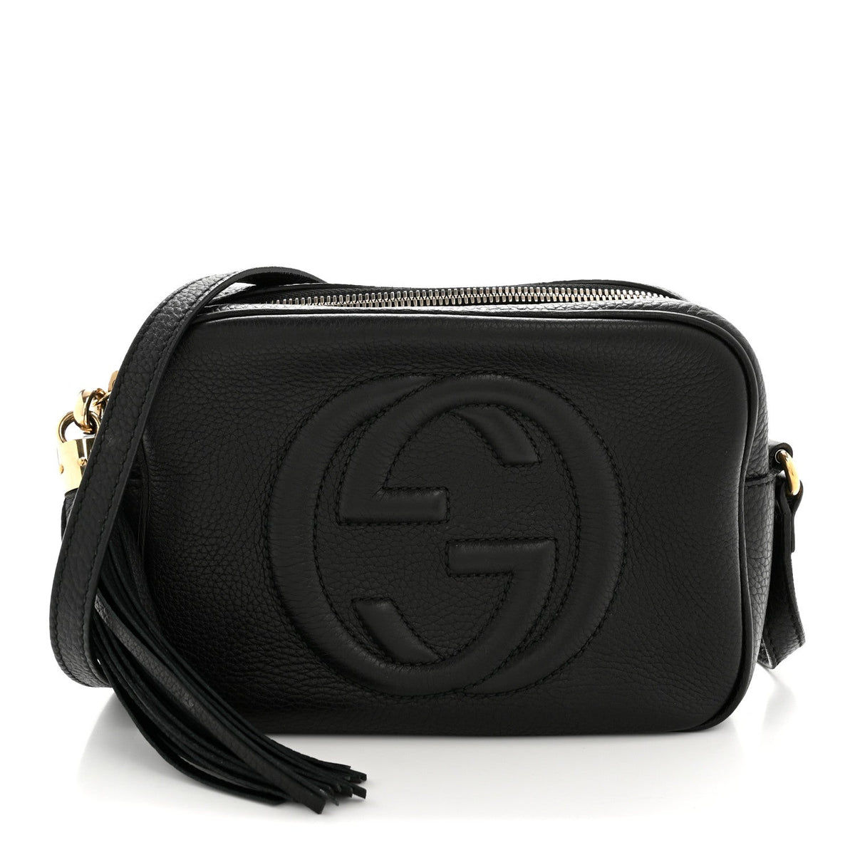 Pebbled Calfskin Small Soho Disco Bag Black