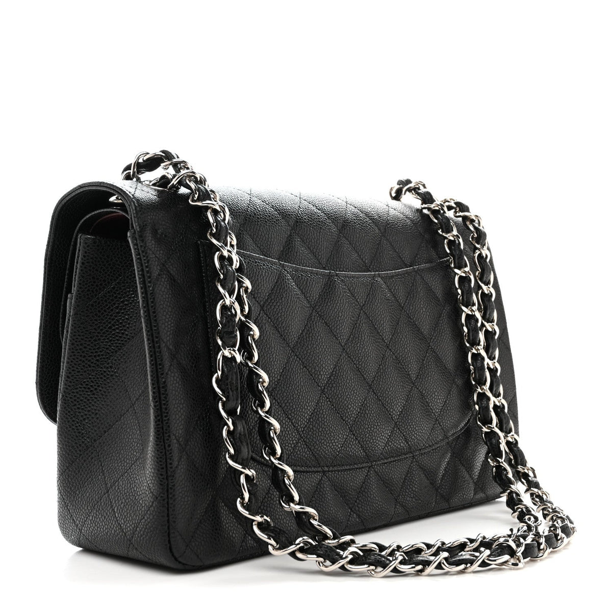 Caviar Quilted Jumbo Double Flap Black