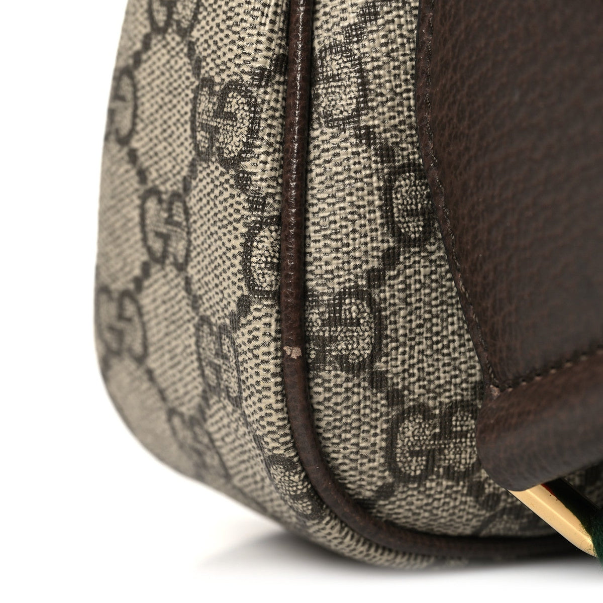 GG Supreme Monogram Textured Dollar Calfskin Web Small Ophidia GG Handbag Beige Ebony New Acero