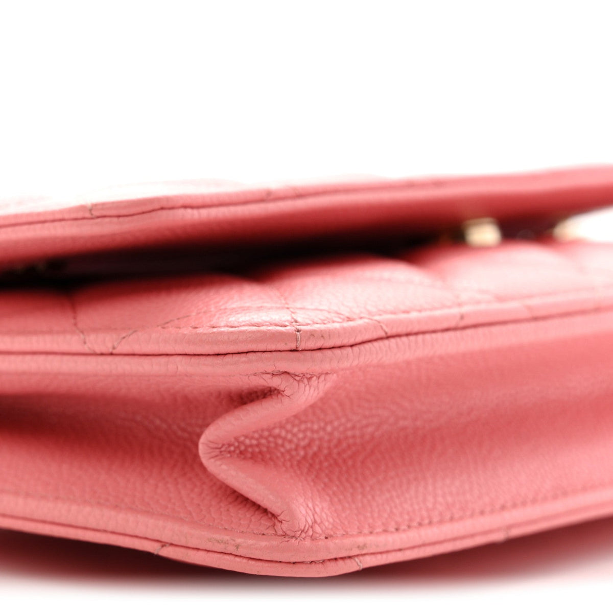 Caviar Quilted Wallet on Chain WOC Pink