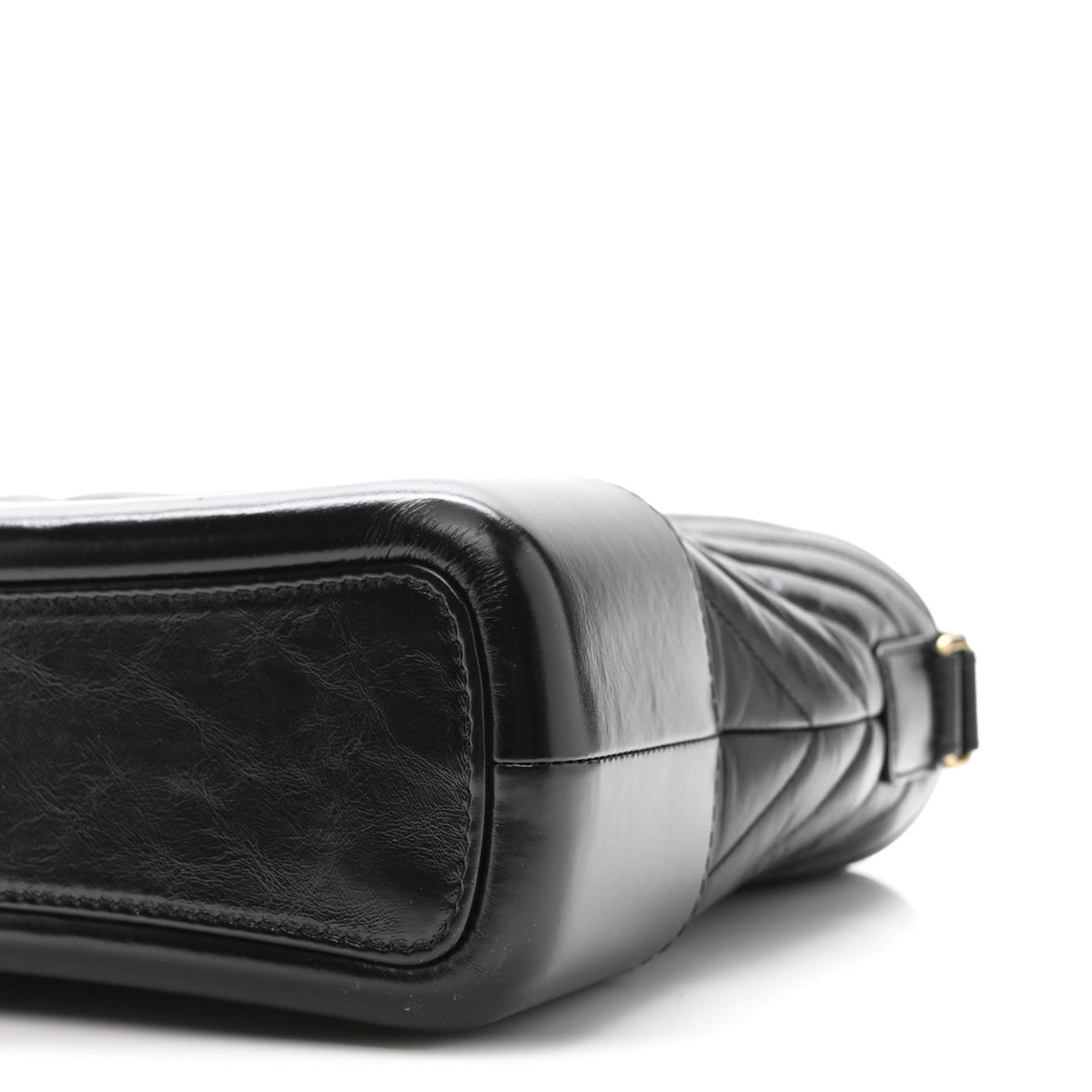 Aged Calfskin Chevron Quilted Medium Gabrielle Hobo Black