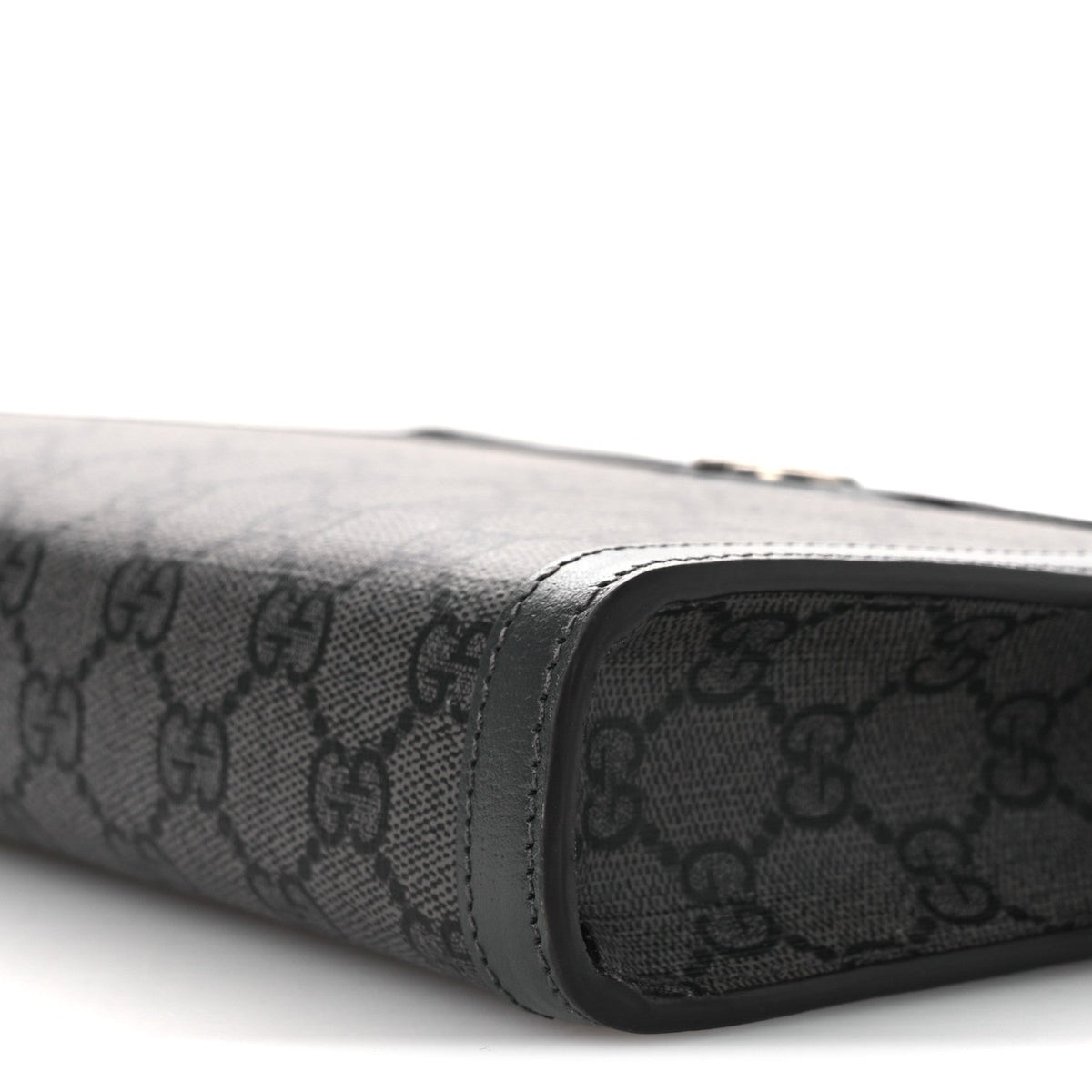 GG Supreme Monogram Textured Dollar Calfskin Web Small Ophidia Shoulder Bag Grey Black Graphite Grey