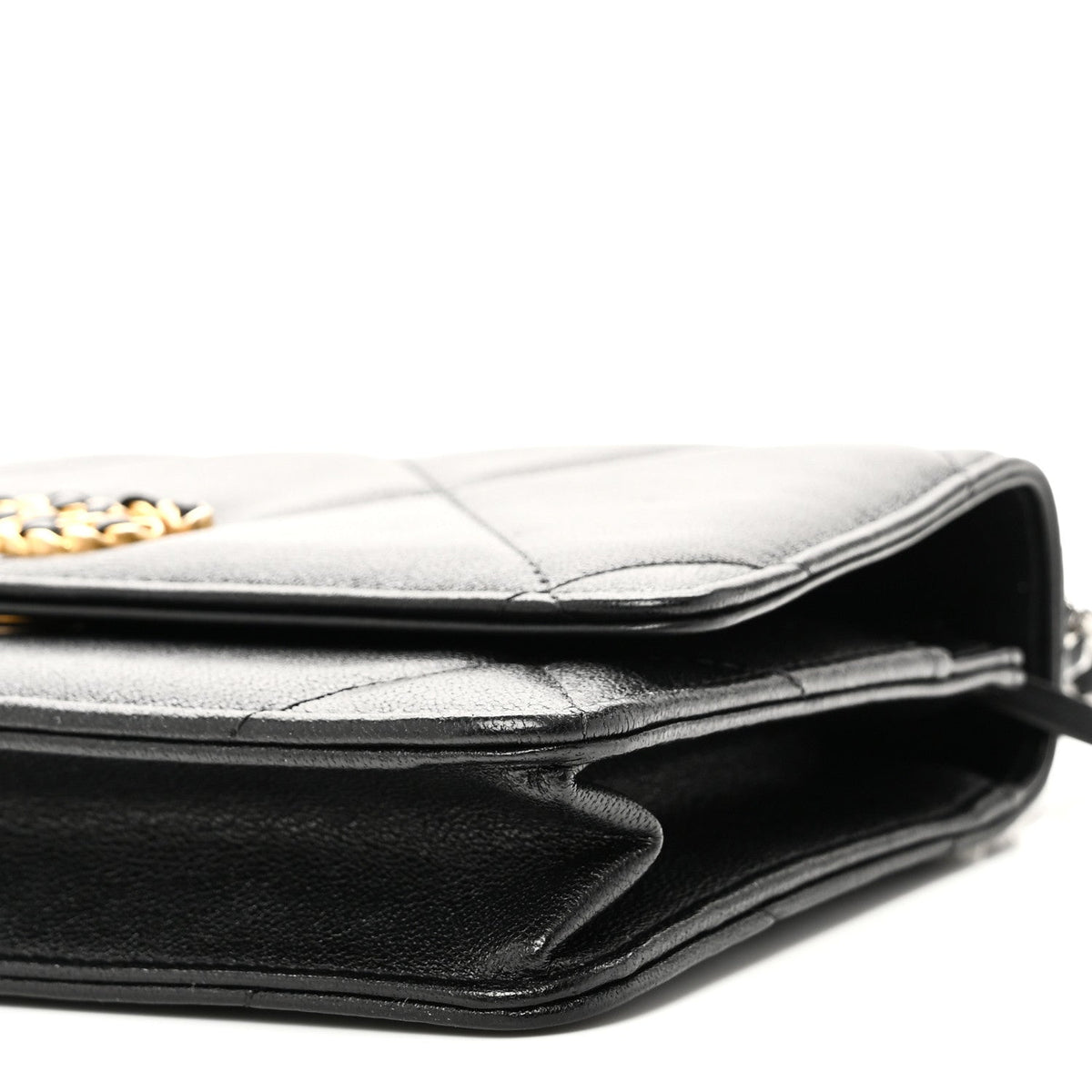 Lambskin Quilted Chanel 19 Wallet On Chain WOC Black