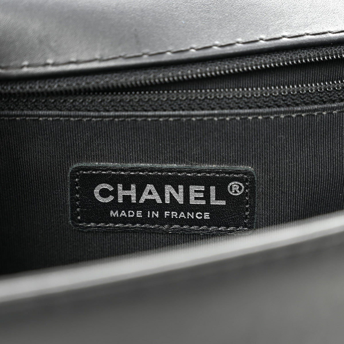 Calfskin Double Stitch Large Boy Flap Black