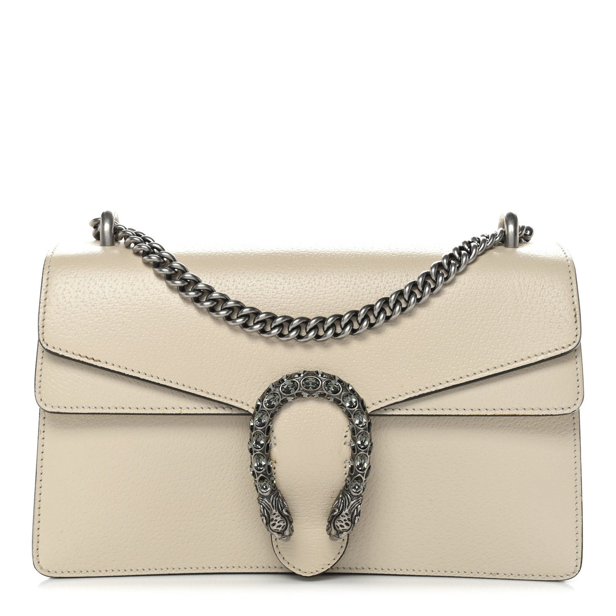 Textured Calfskin Crystal Small Dionysus Shoulder Bag Mystic White