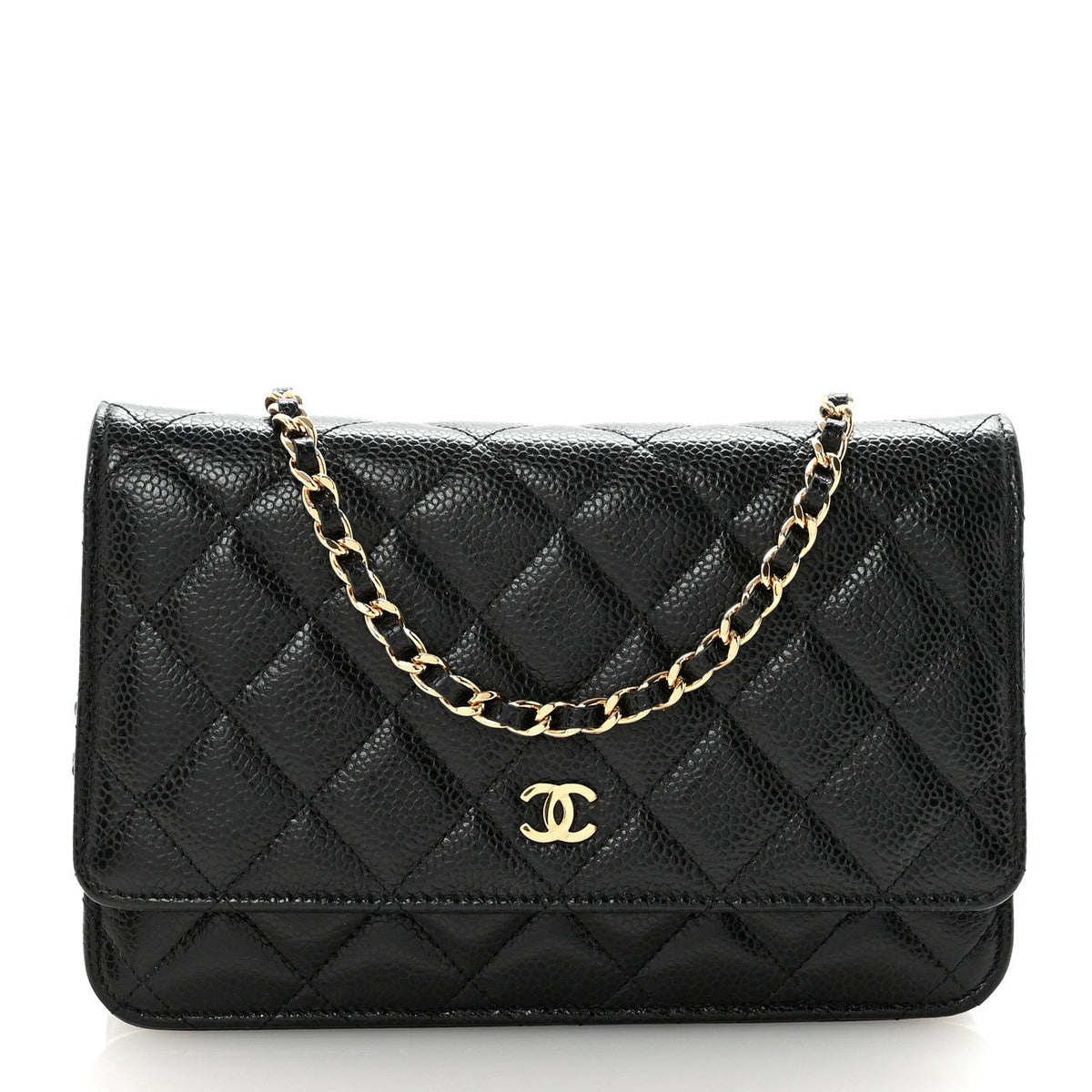 Caviar Quilted Wallet on Chain WOC Black