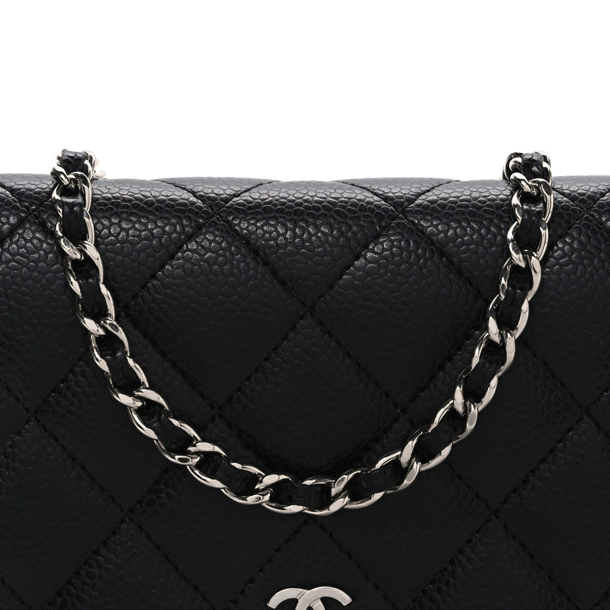 Caviar Quilted Wallet on Chain WOC Black