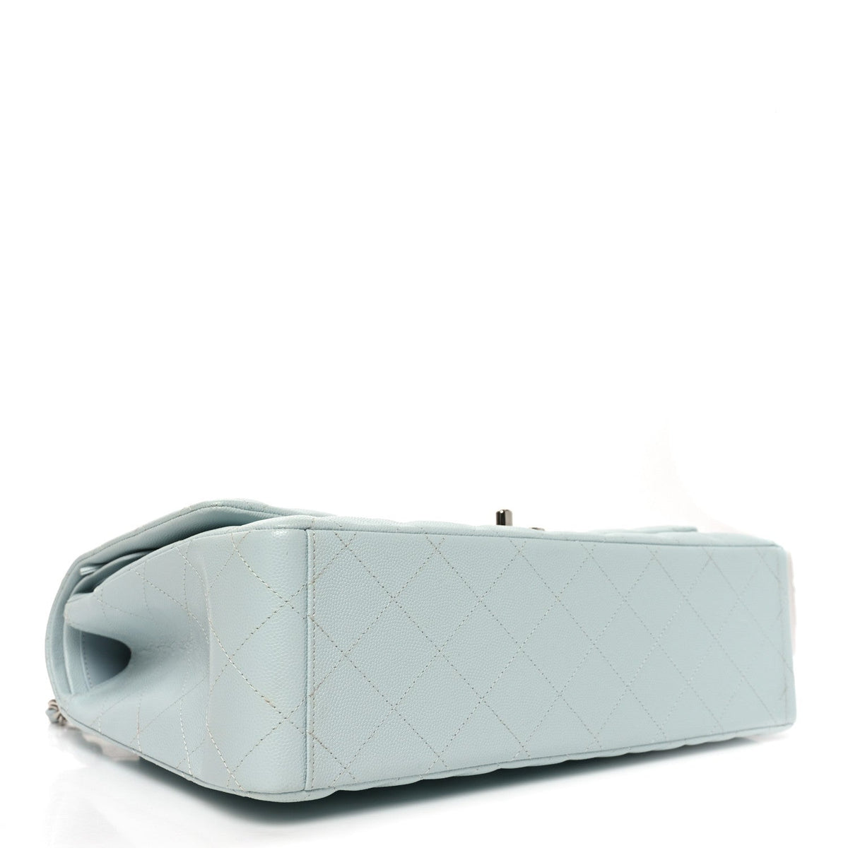 Caviar Quilted Maxi Double Flap Light Blue